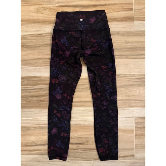Lululemon Pants - Lululemon Wunder Under High Rise Leggings Size 4 Floral Purple Blue 25 Inseam
